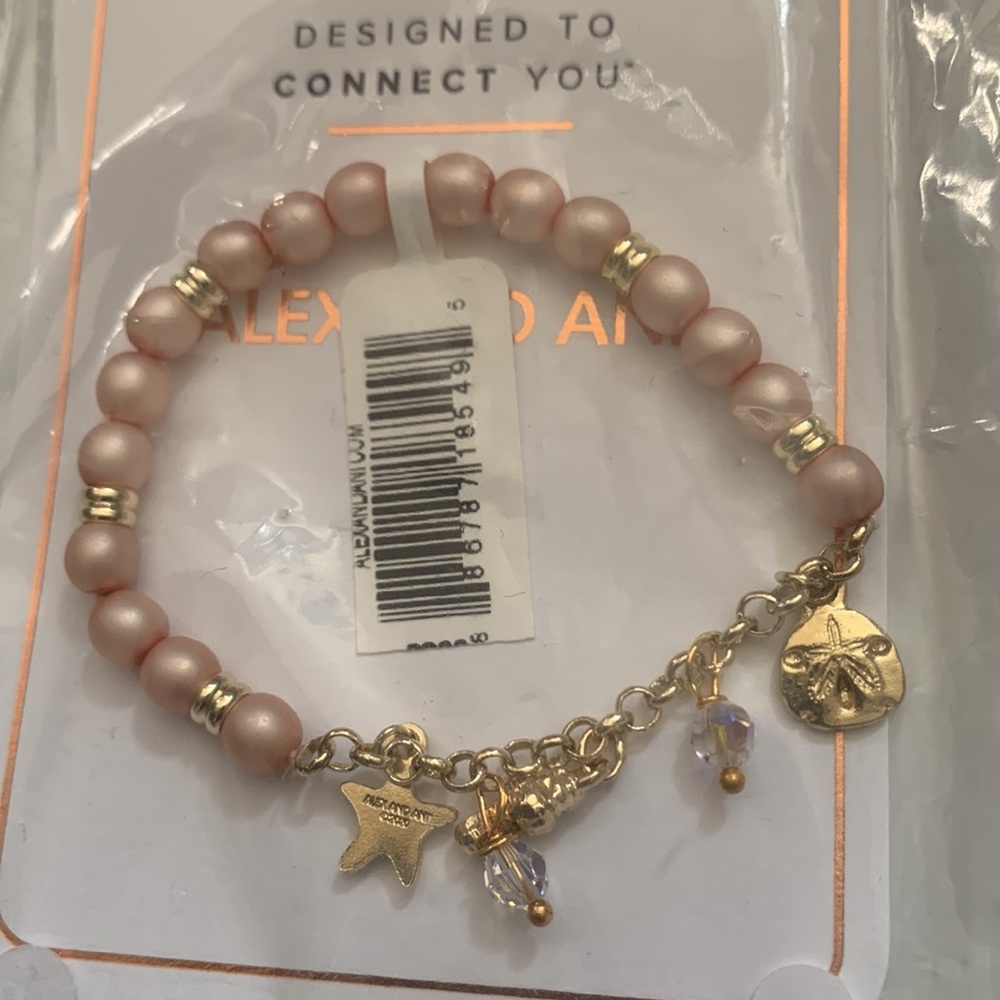 Alex and Ani Pastel Pink Pearl Stretch Bracelet